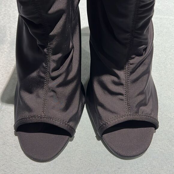 ASOS Black Spandex Ankle Open Toe Bootie Heels Size 9 B33 - Picture 3 of 8